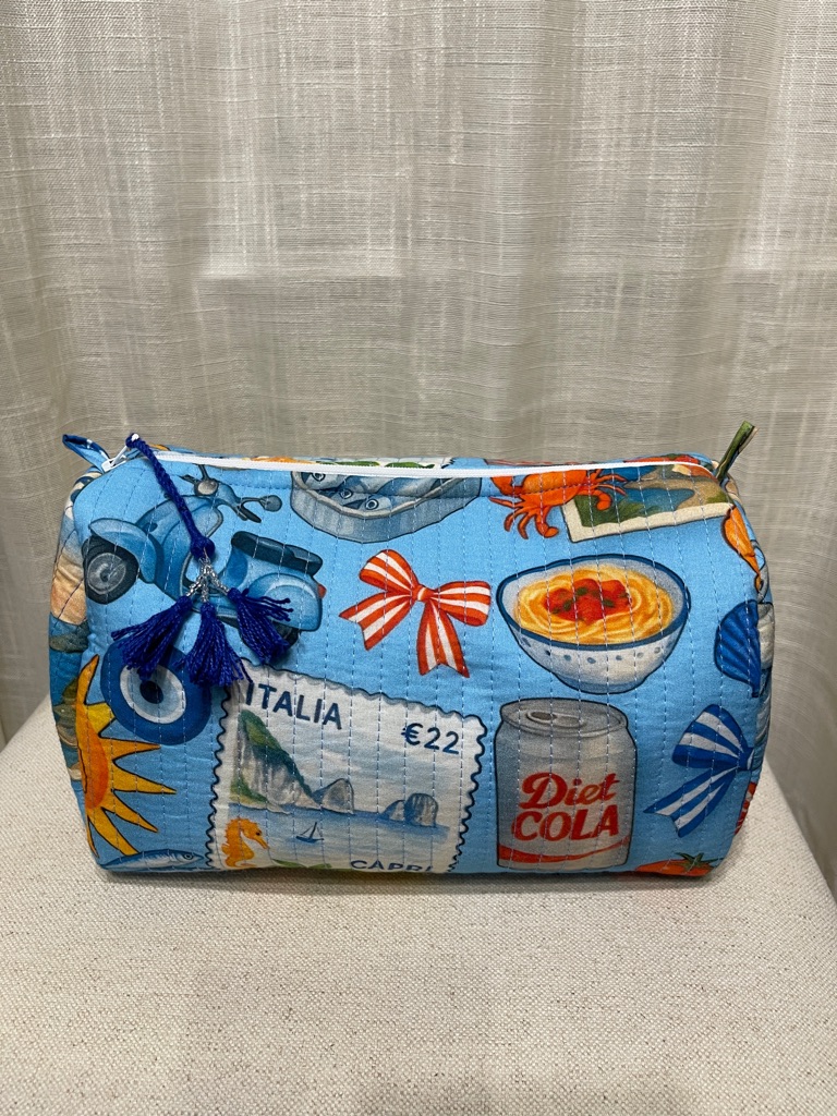 Brand New Sku Blue Italian Getaway Cosmetics Bag